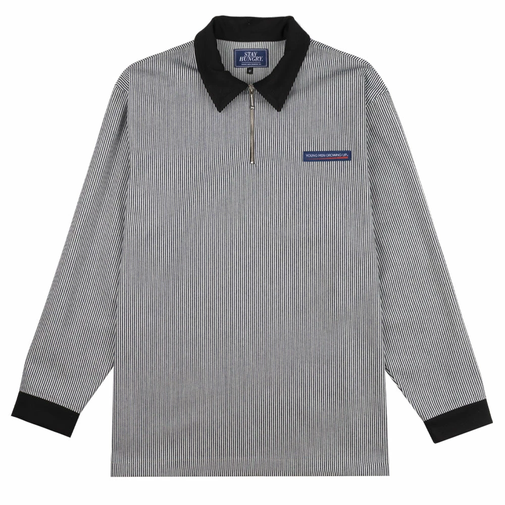 Stay Hungry YMGU Navy Logo Polo Candy Stripe