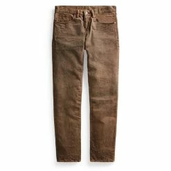RRL By Ralph Lauren Slim Fit 5 Pocket Denim Distressed Brown Wash