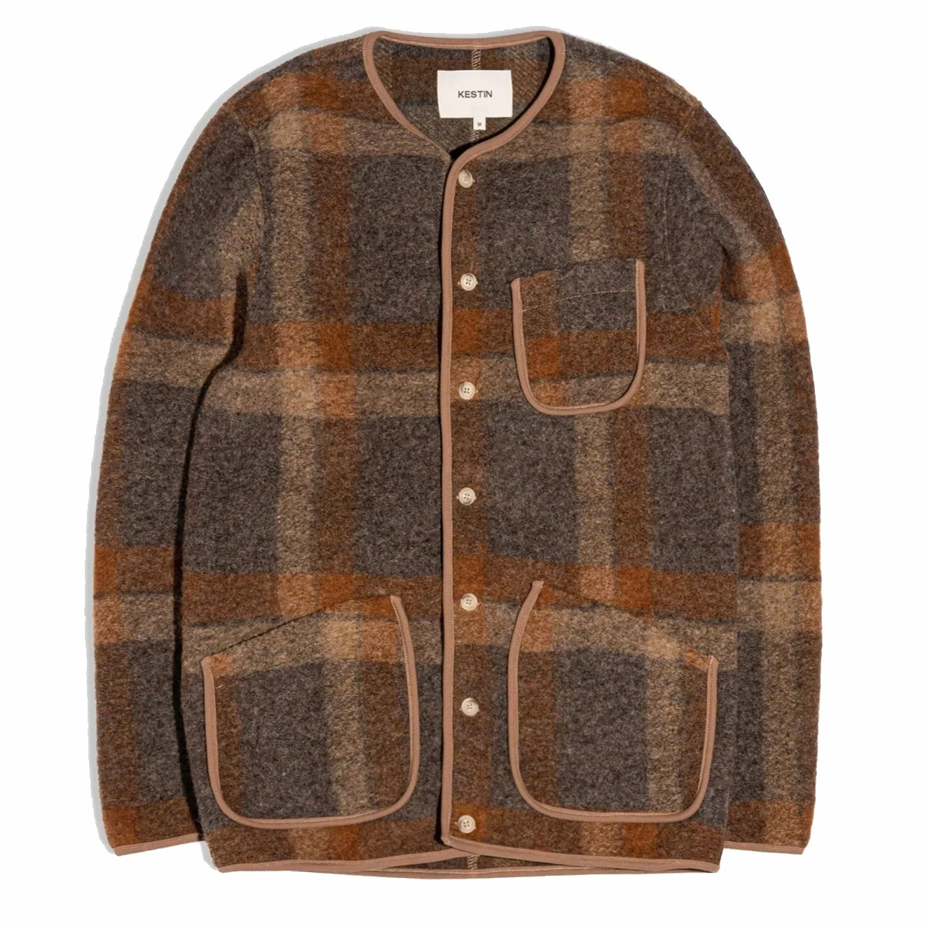 Kestin Neist Wool Cardigan Rust Check