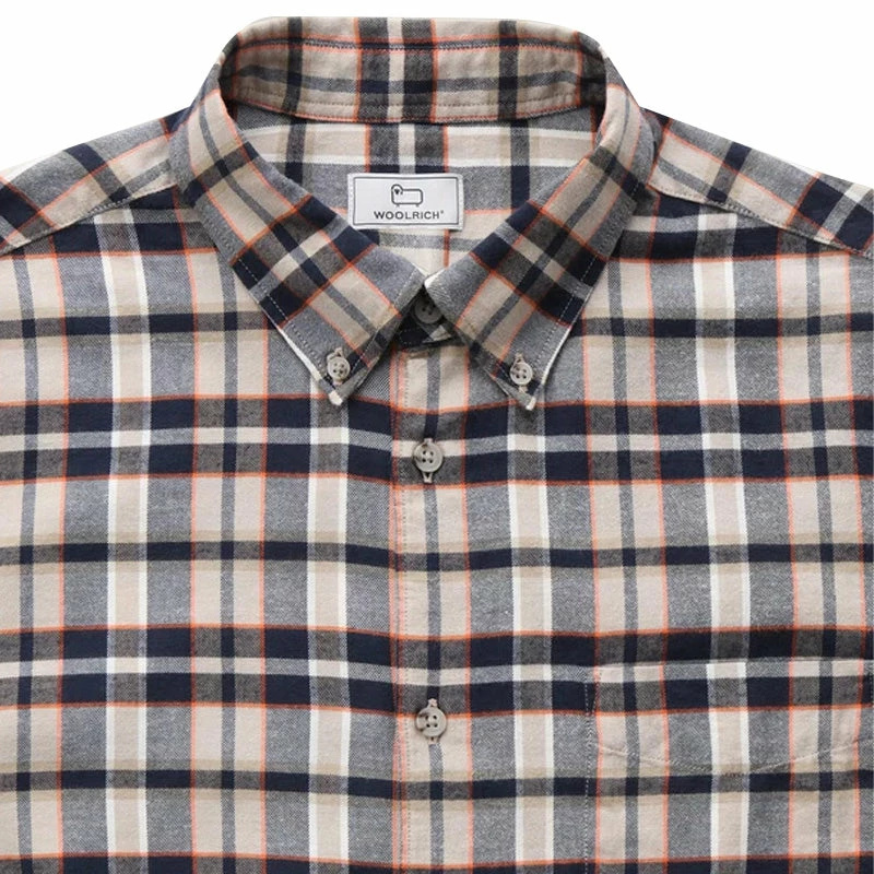 Woolrich Light Flannel Shirt Orange Check - Image 2
