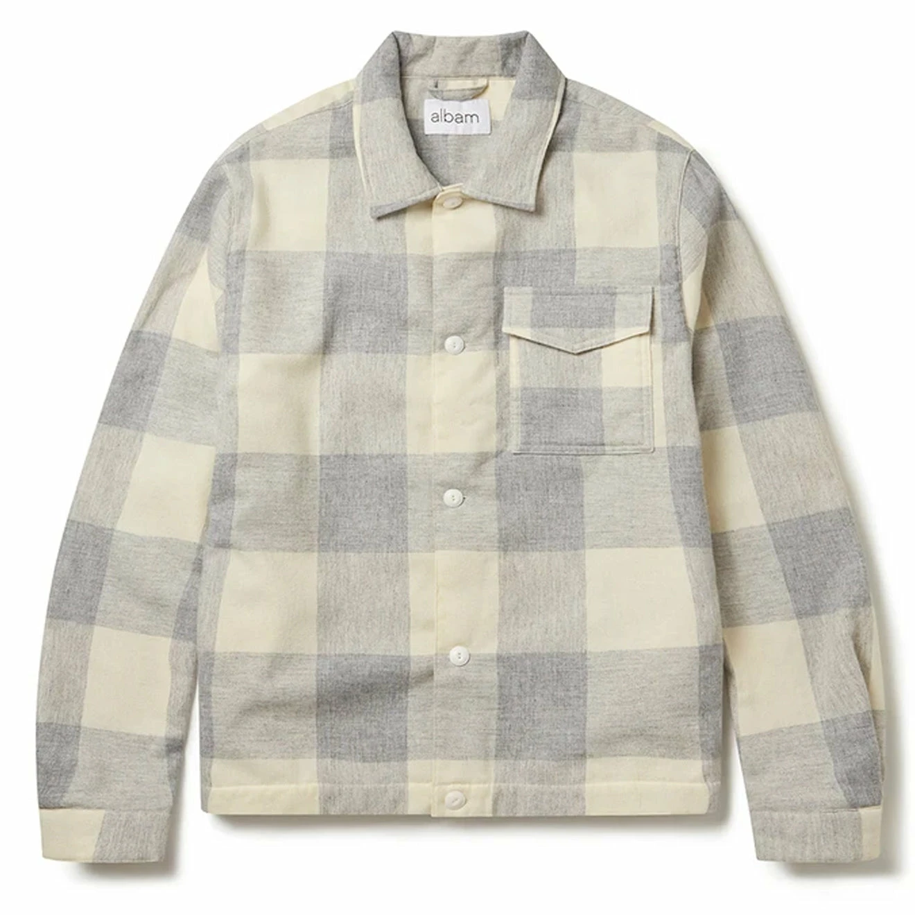 Albam Kennedy Wool Blend Overshirt Ecru