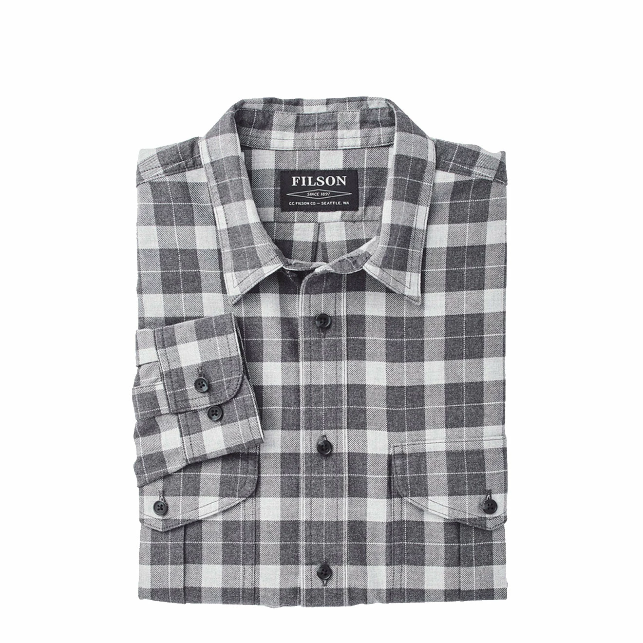 Filson Lightweight Alaskan Guide Shirt Heather Grey Plaid - Image 2