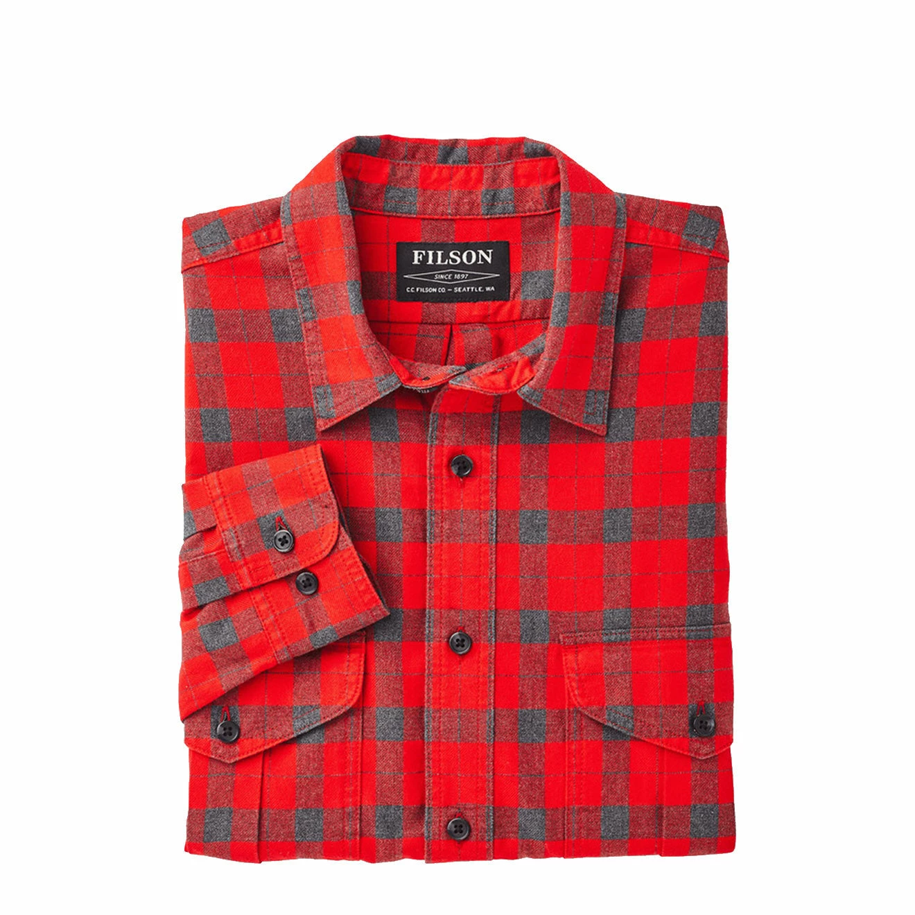Filson Lightweight Alaskan Guide Shirt Red Char Plaid - Image 3