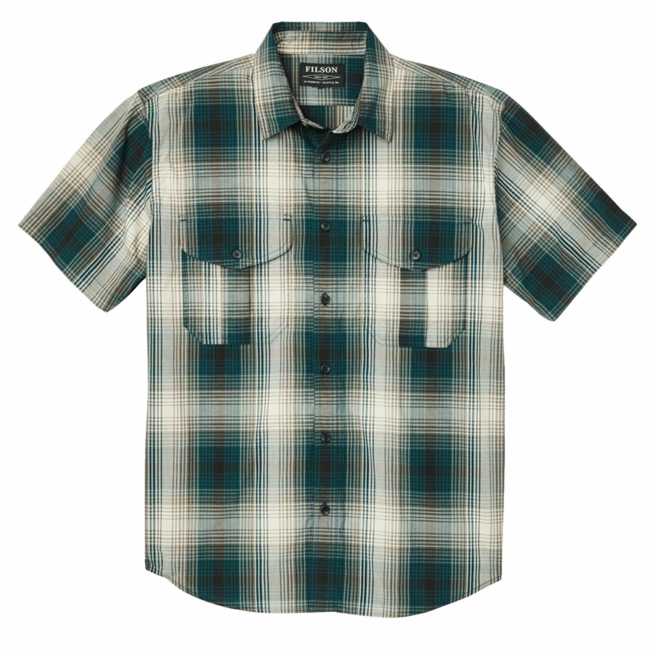 Filson SS Feather Cloth Shirt Beige / Brown / Black - Image 3
