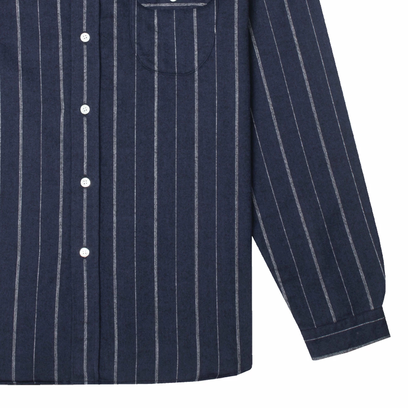 La Paz Vieira Collarless Shirt Navy / White Stripes - Image 4