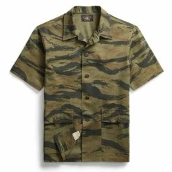 RRL By Ralph Lauren Camo Ripstop Short-Sleeve Overshirt Black / Olive