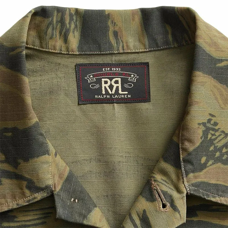 RRL By Ralph Lauren Camo Ripstop Short-Sleeve Overshirt Black / Olive - Image 3