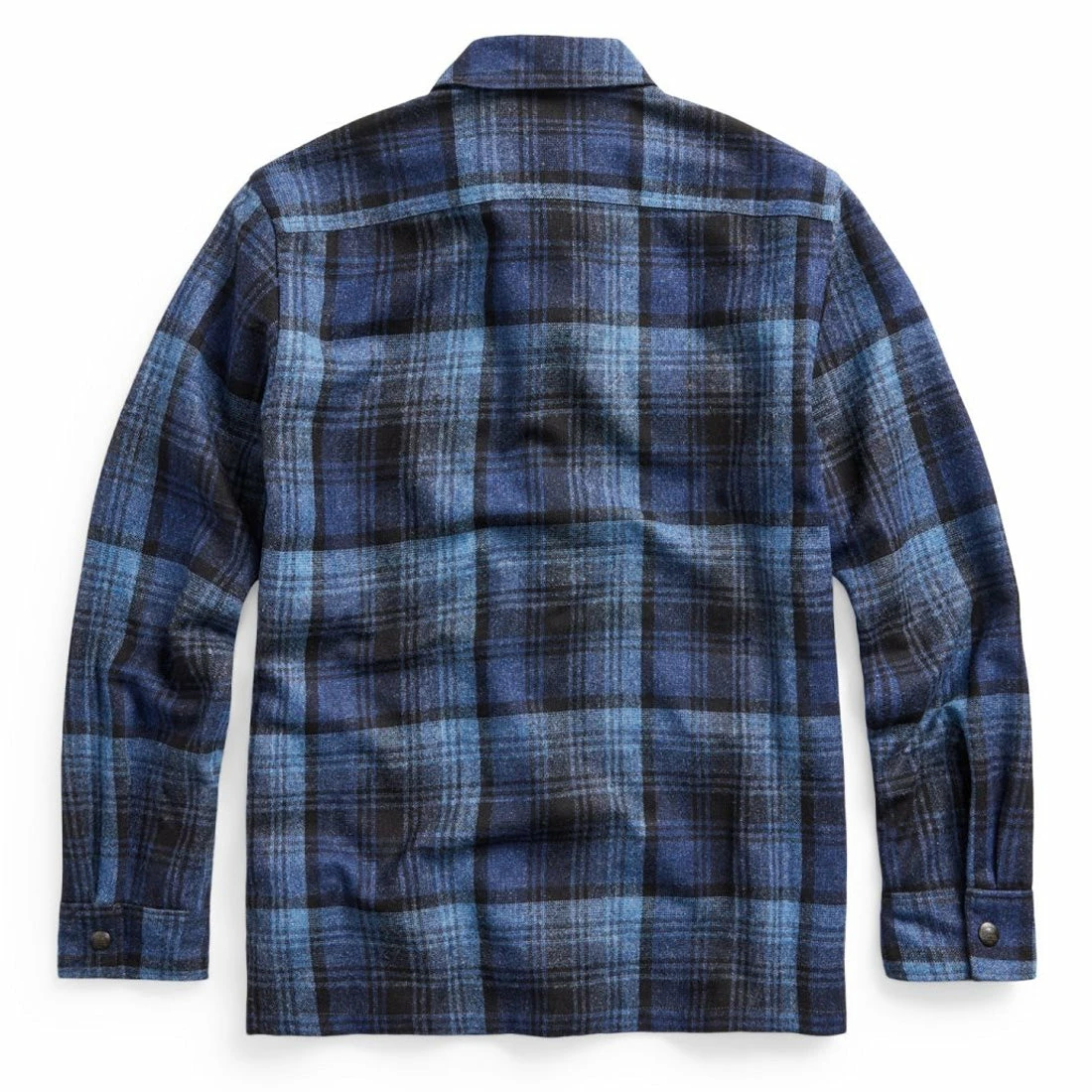 RRL By Ralph Lauren Plaid Wool Cotton Overshirt Dark Blue / Blue - Image 2