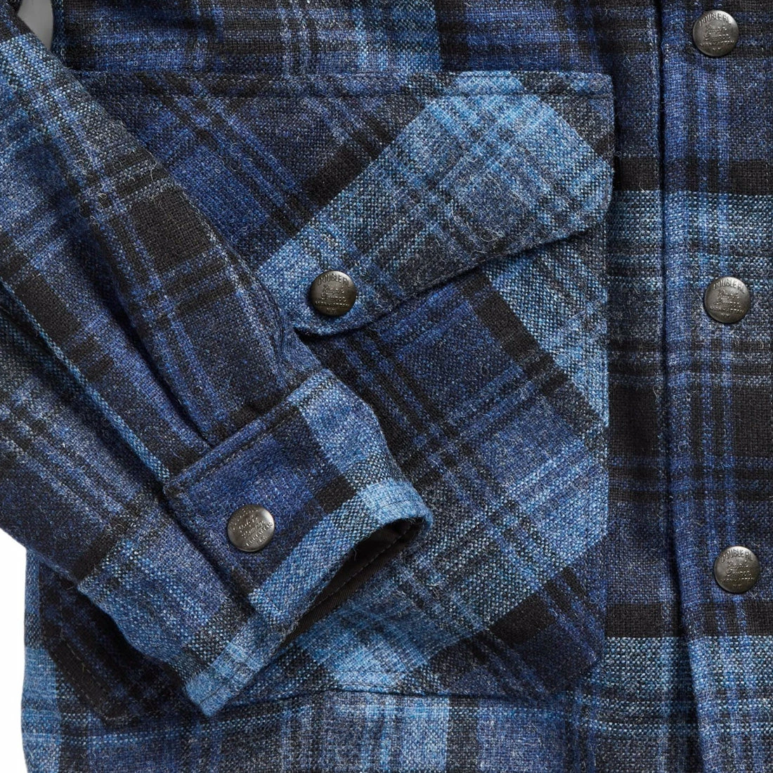 RRL By Ralph Lauren Plaid Wool Cotton Overshirt Dark Blue / Blue - Image 5