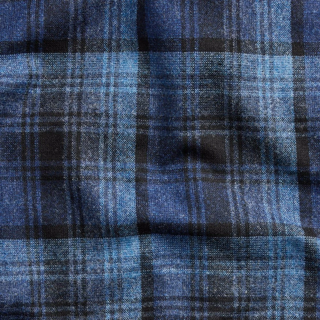 RRL By Ralph Lauren Plaid Wool Cotton Overshirt Dark Blue / Blue - Image 6