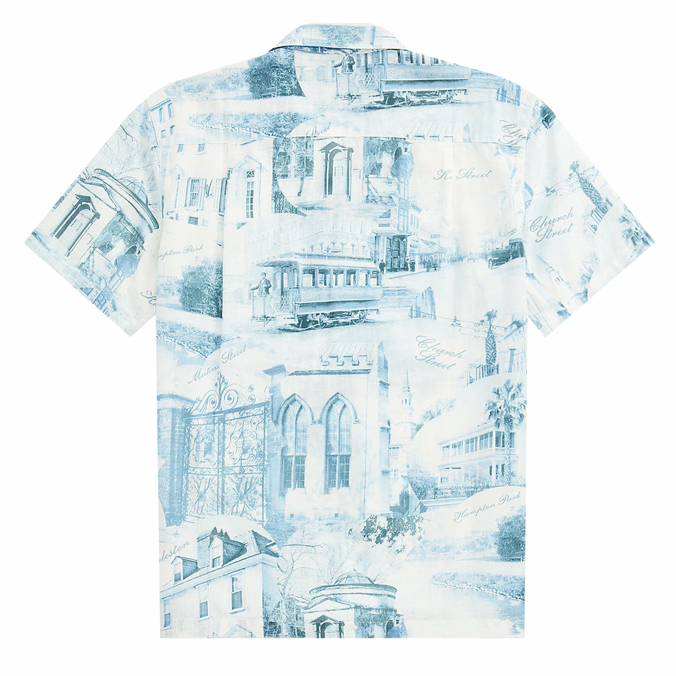 RRL By Ralph Lauren Postcard-Print Linen-Cotton Camp Shirt Cream/Blue - Image 2