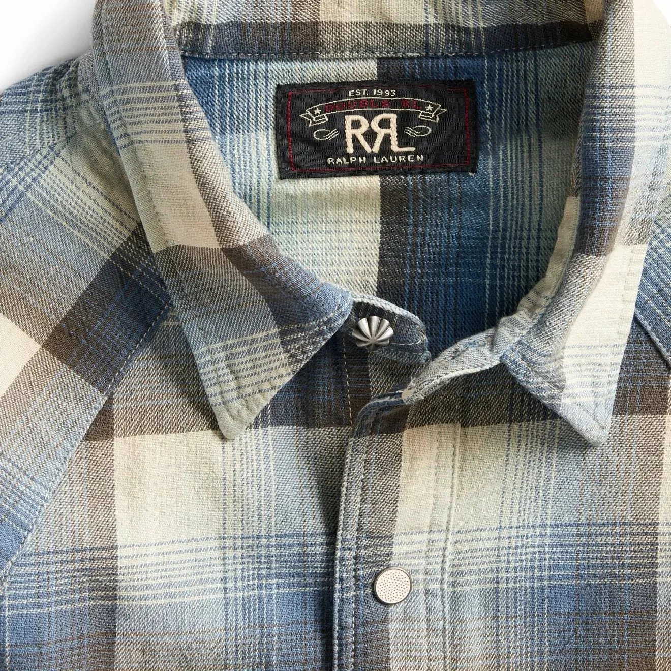 RRL By Ralph Lauren Wrangler LS Sport Shirt Blue - Image 3