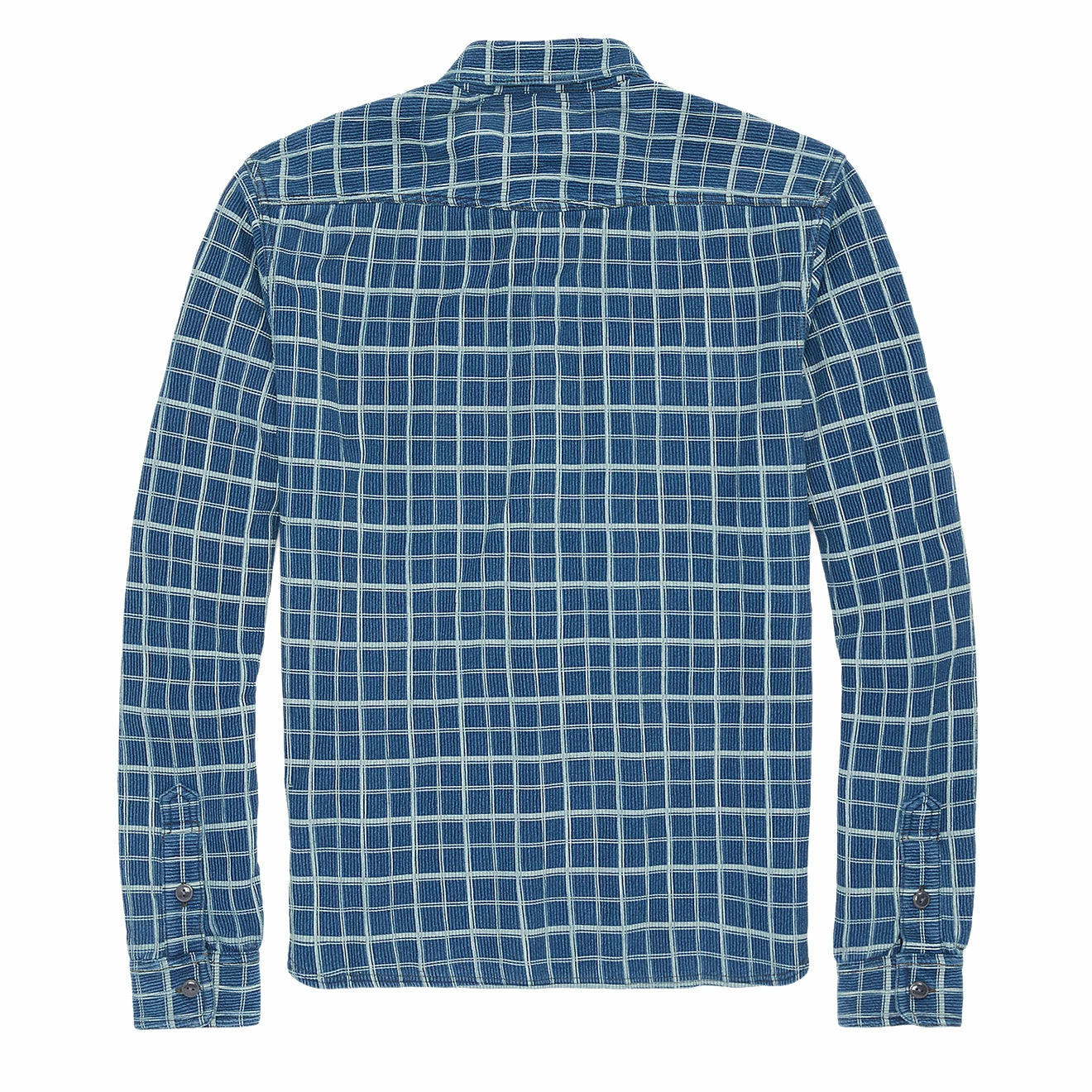 RRL By Ralph Lauren Checked Ribbed Jersey Popover Work Shirt Indigo/Cream - Image 2