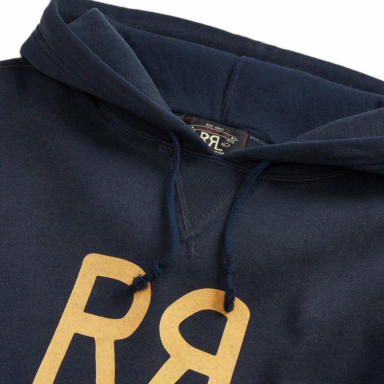 RRL By Ralph Lauren Logo Fleece Hoodie Faded Navy - Image 4