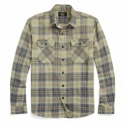 RRL By Ralph Lauren Plaid Twill Workshirt Faded Blue/Yellow