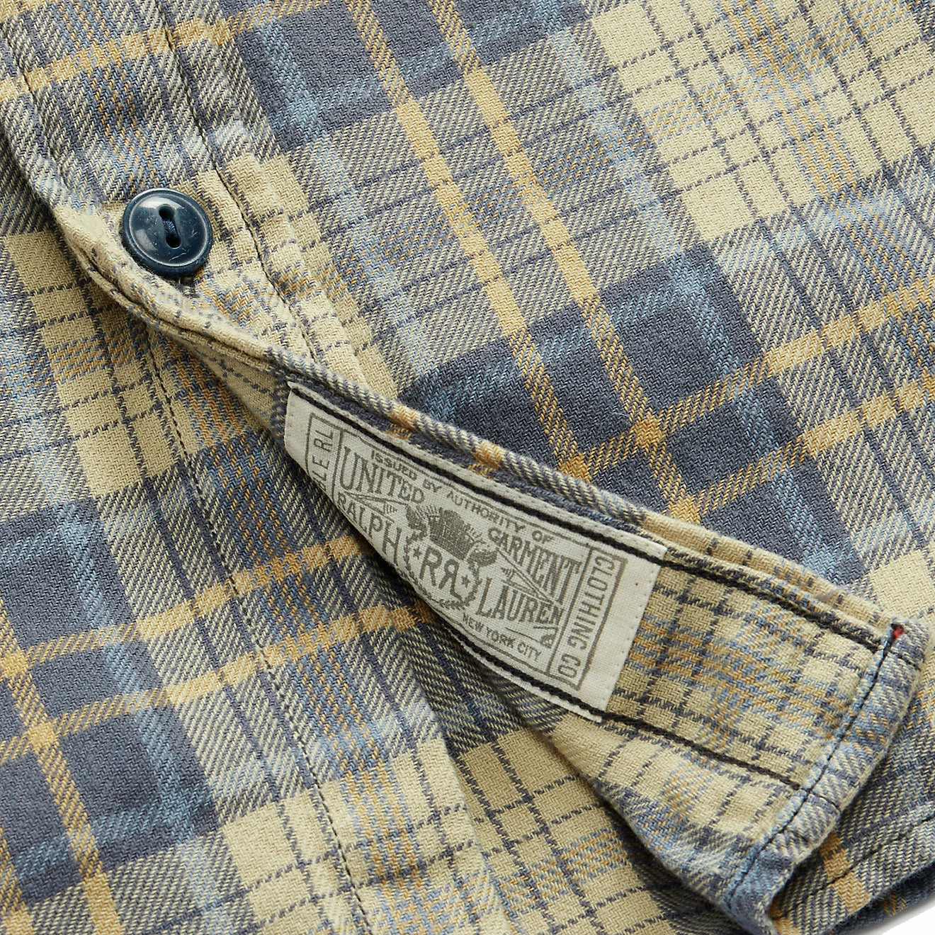 RRL By Ralph Lauren Plaid Twill Workshirt Faded Blue/Yellow - Image 4