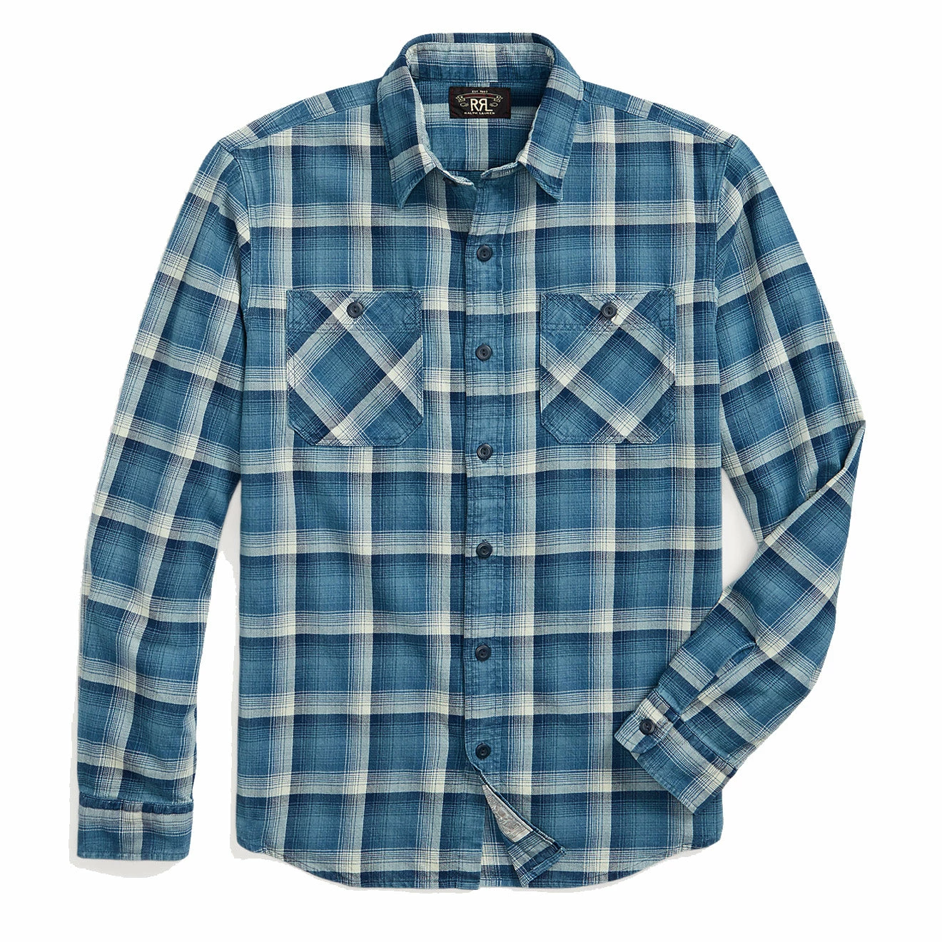 RRL By Ralph Lauren Plaid Twill Workshirt Indigo / Cream