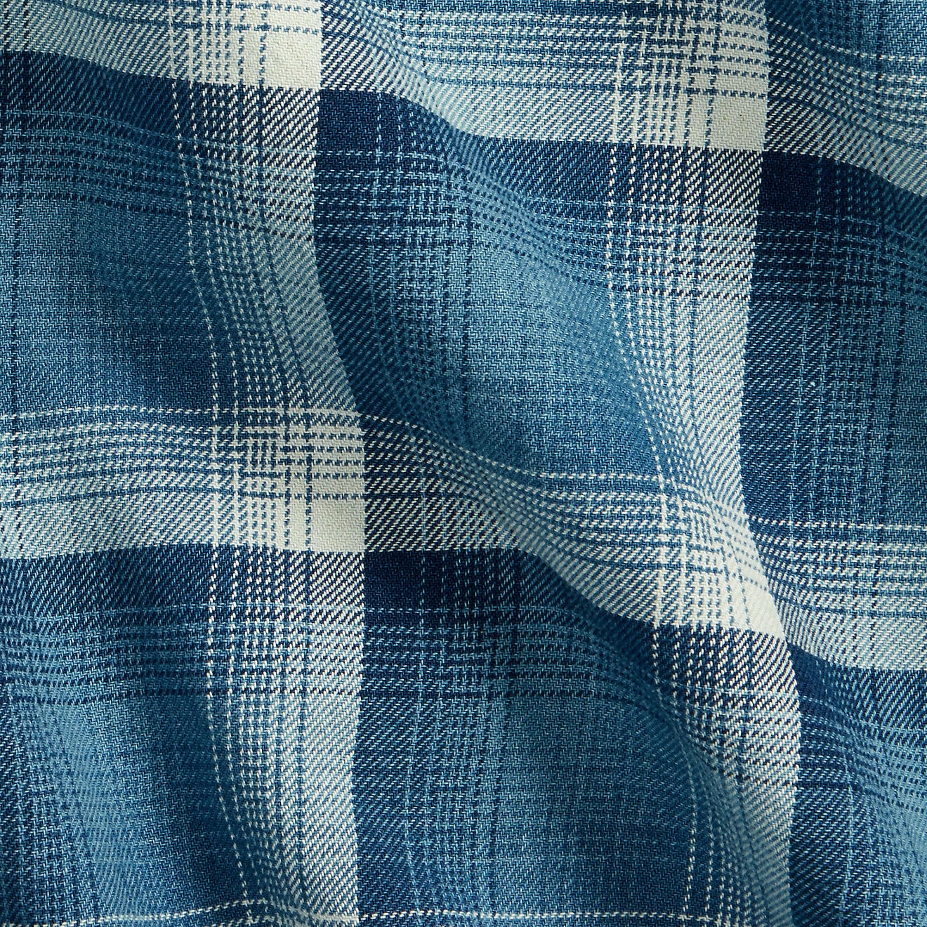 RRL By Ralph Lauren Plaid Twill Workshirt Indigo / Cream - Image 3