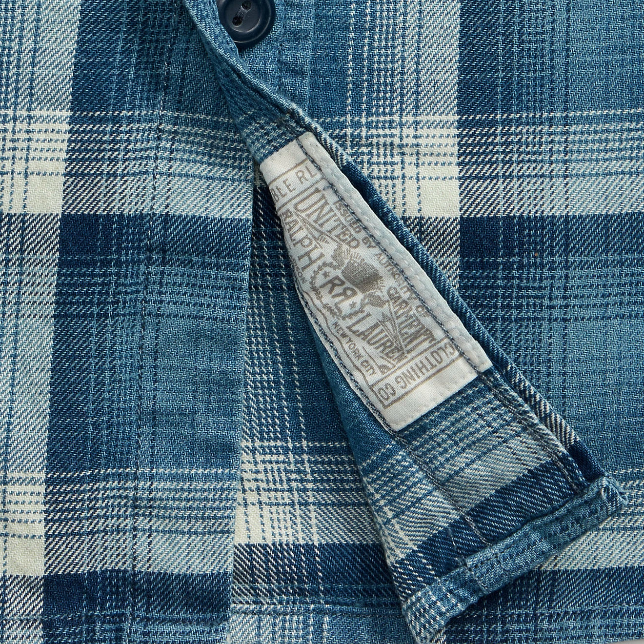 RRL By Ralph Lauren Plaid Twill Workshirt Indigo / Cream - Image 4