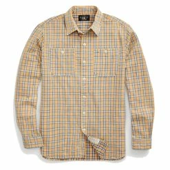 RRL By Ralph Lauren Plaid Woven Workshirt Tan / Indigo