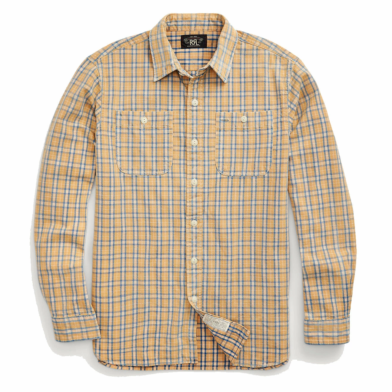 RRL By Ralph Lauren Plaid Woven Workshirt Tan / Indigo