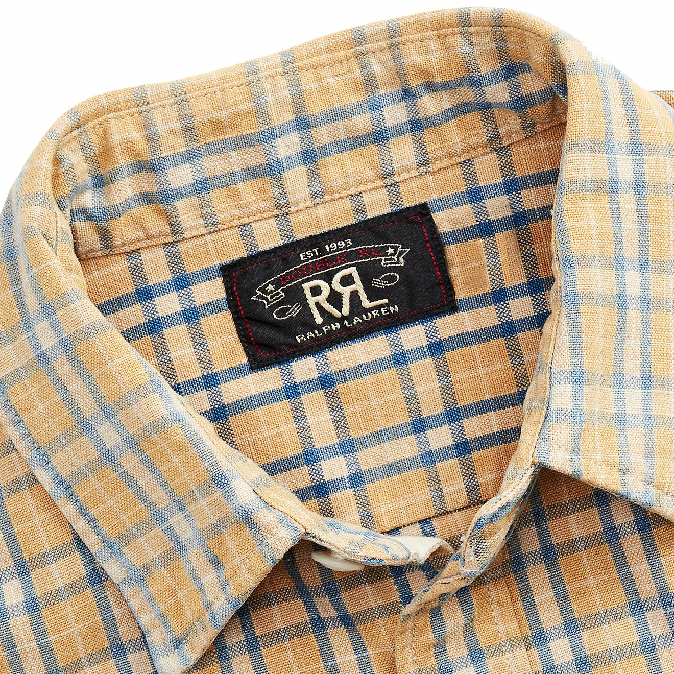 RRL By Ralph Lauren Plaid Woven Workshirt Tan / Indigo - Image 5