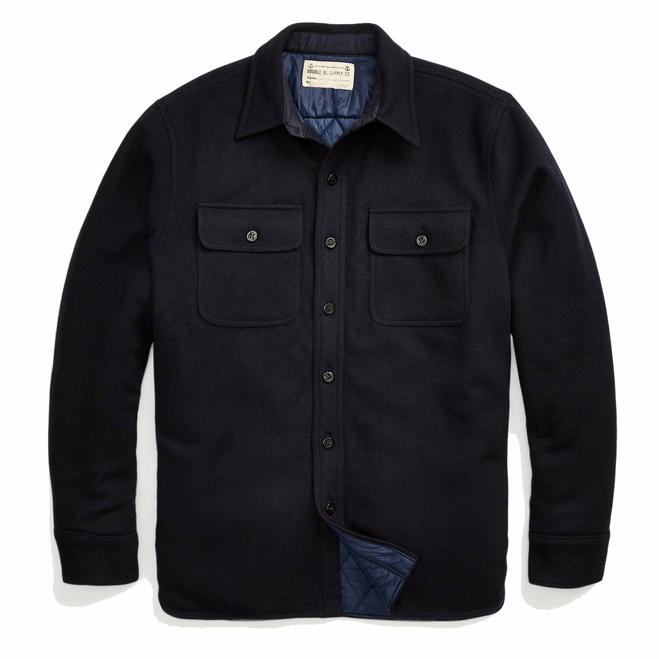 RRL By Ralph Lauren Quilted Wool Melton Overshirt Navy / Blue