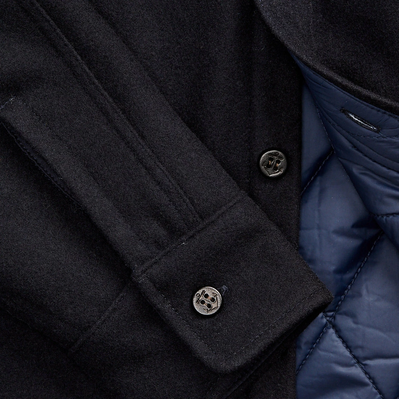 RRL By Ralph Lauren Quilted Wool Melton Overshirt Navy / Blue - Image 5