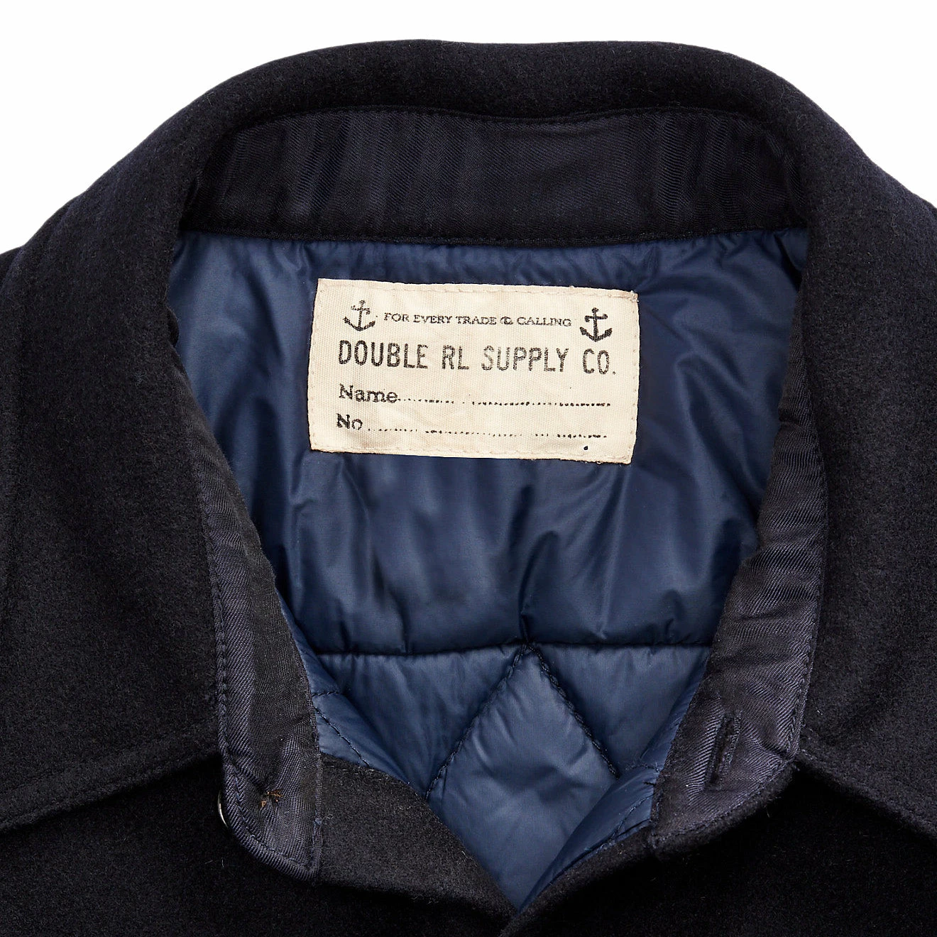 RRL By Ralph Lauren Quilted Wool Melton Overshirt Navy / Blue - Image 6