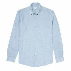Sunspel Linen Shirt Light Blue Melange