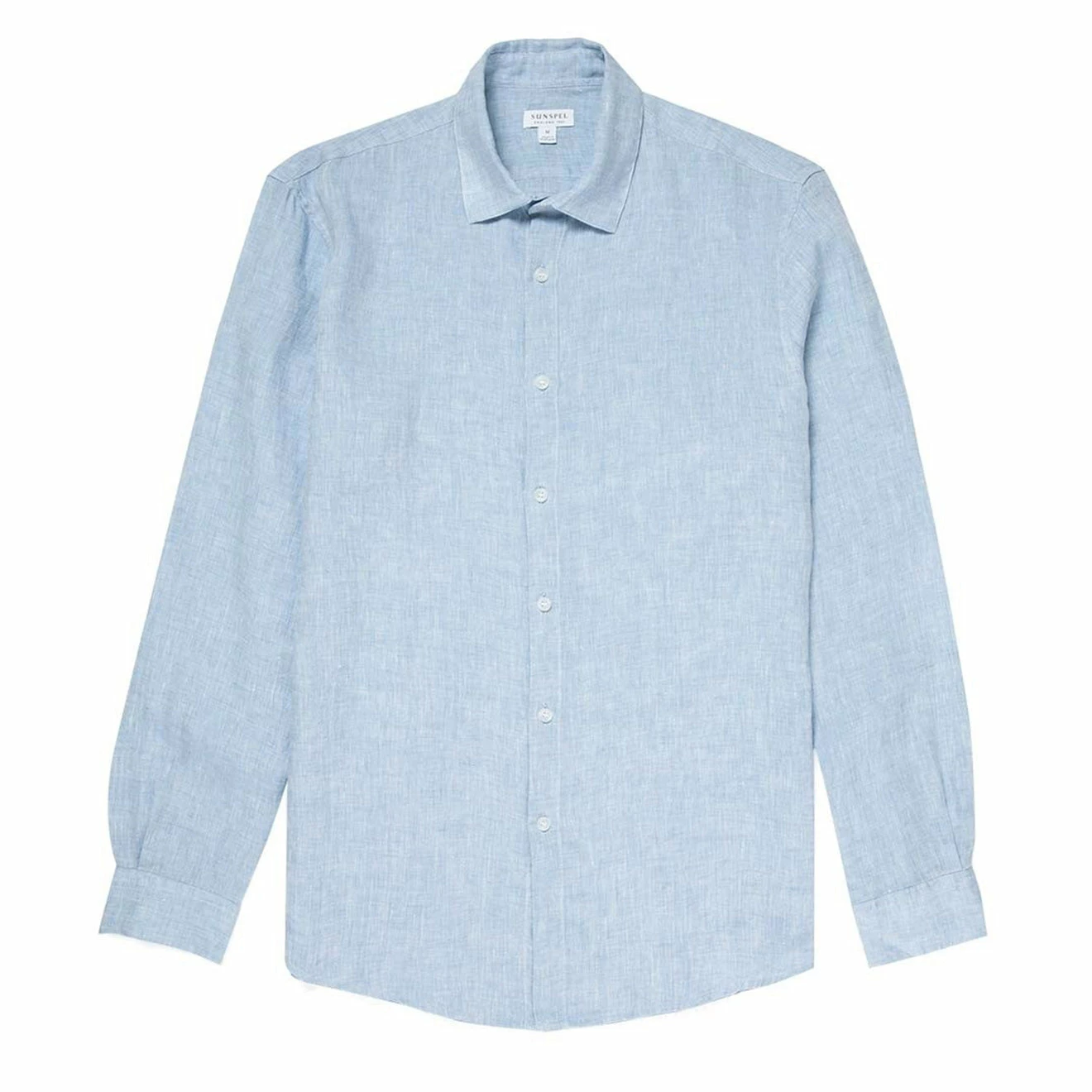 Sunspel Linen Shirt Light Blue Melange