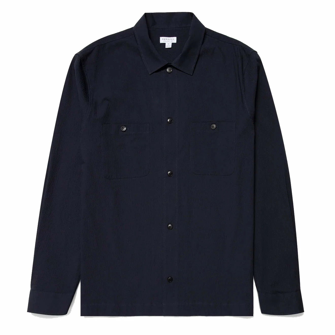 Sunspel Seersucker Overshirt Navy