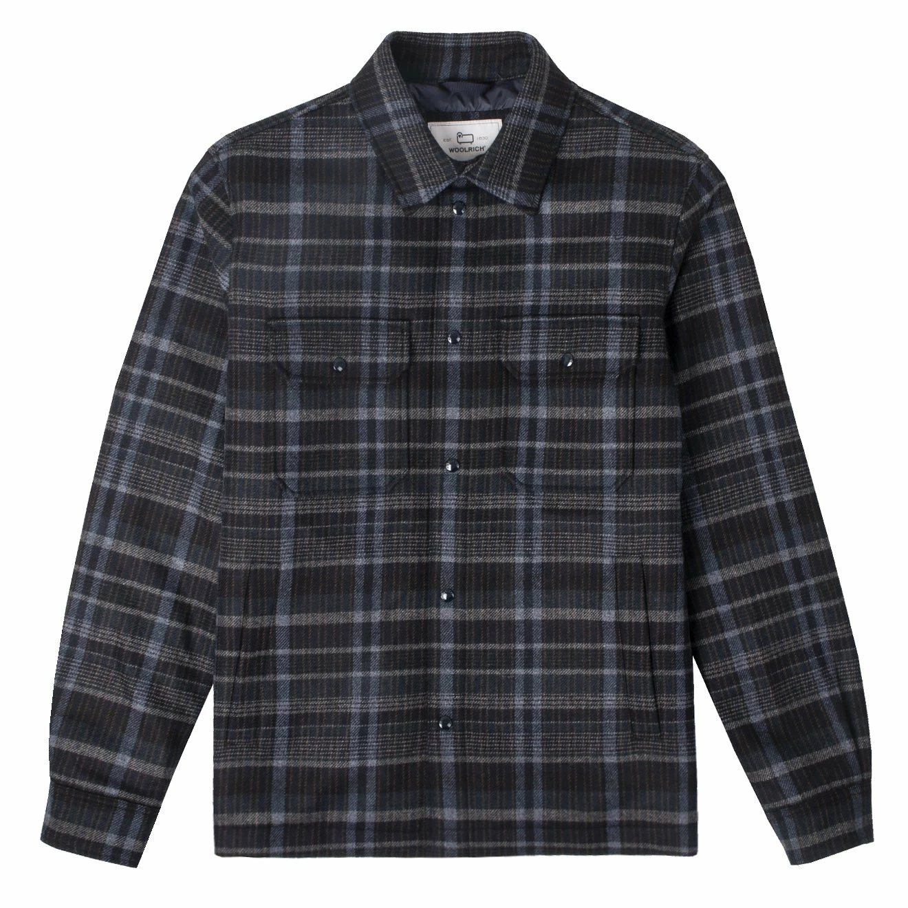 Woolrich Alaskan Wool Check Overshirt Blue Check