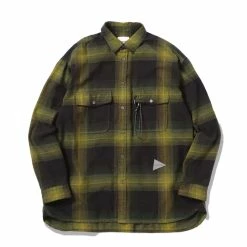 And Wander Thermonel Check Shirt Khaki